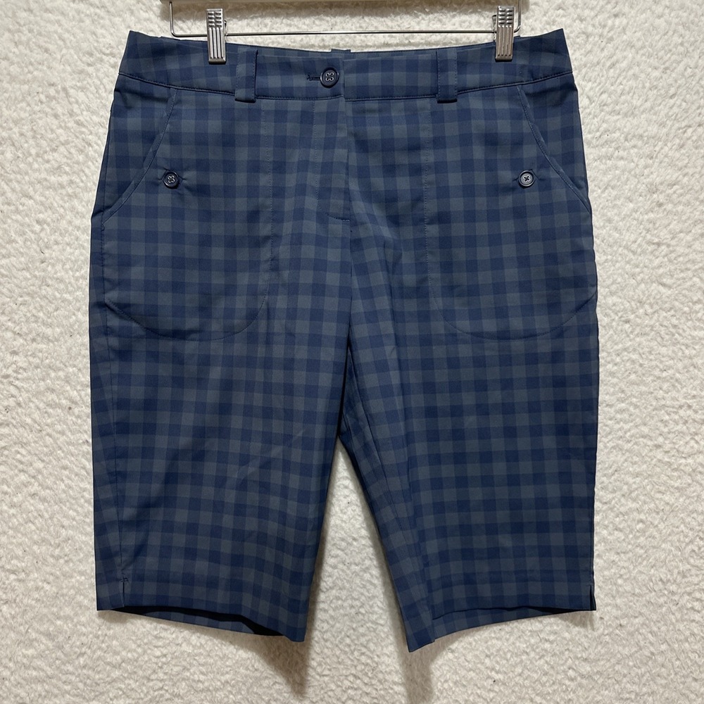 Nike Golf Tour Performance‎ Dri-Fit Women's Size 10 Blue Shorts Plaid Pockets